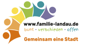 Logo www.familie-landau.de - bunt, verschieden, offen mit Link zur Startseite